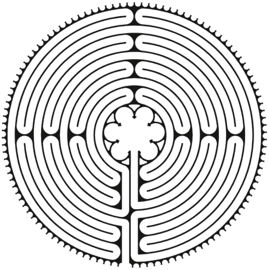 Image of a labyrinth drawn in black on white background.