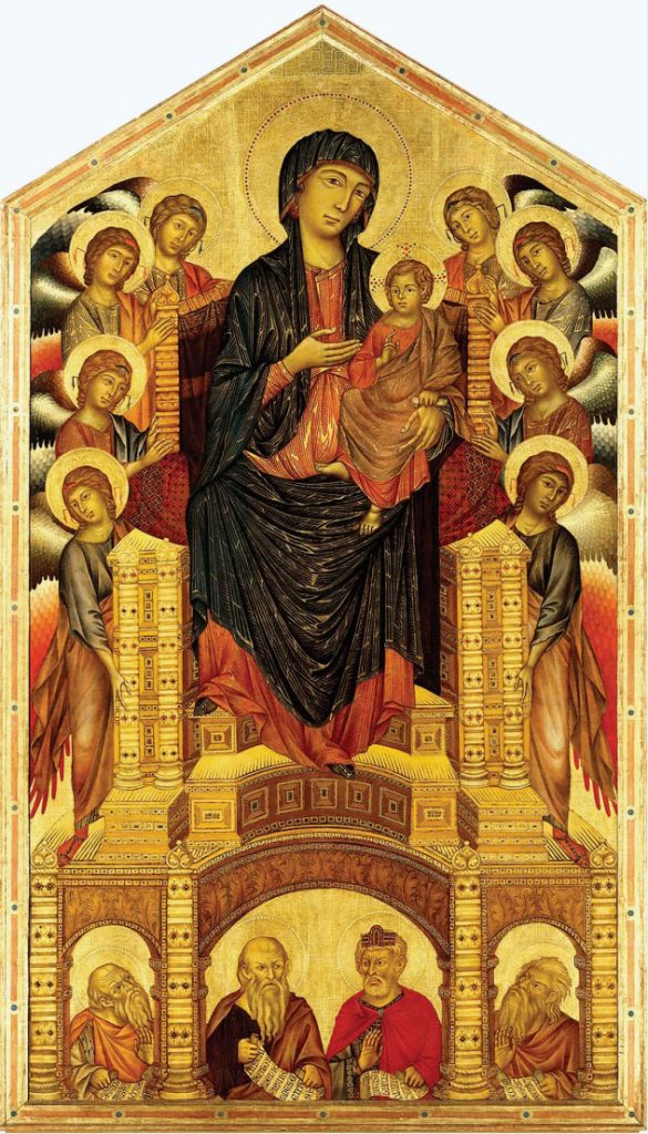 Painting of Madonna with child and angels surrounding