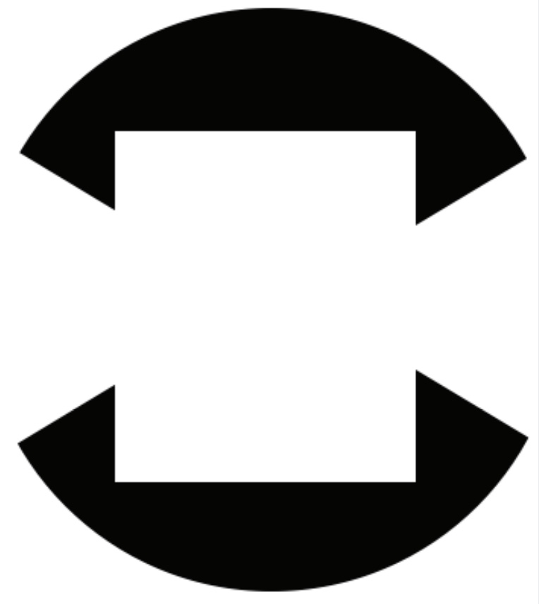 Black and white image of white square inside black circle