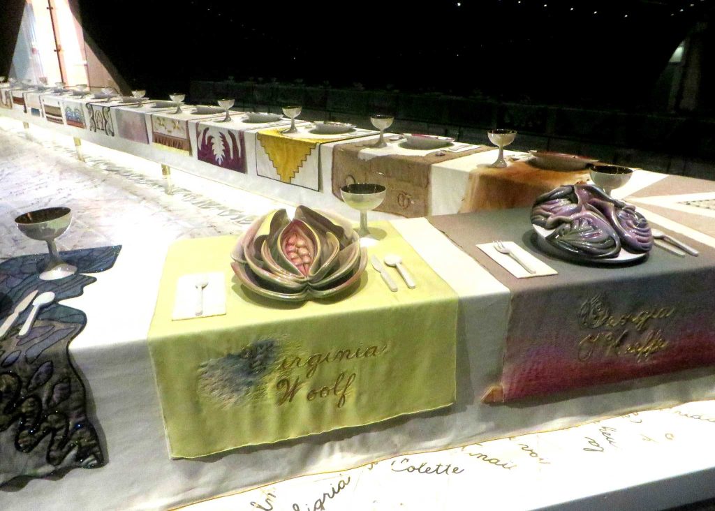 Close up of details on dinner table, with place settings.