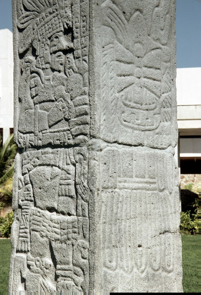 Image of a Bas-relief example from the Mayan-Toltec culture. Depicted is a relief of a Toltec Warrior.