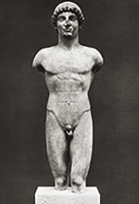 Statue of nude male Apollo.