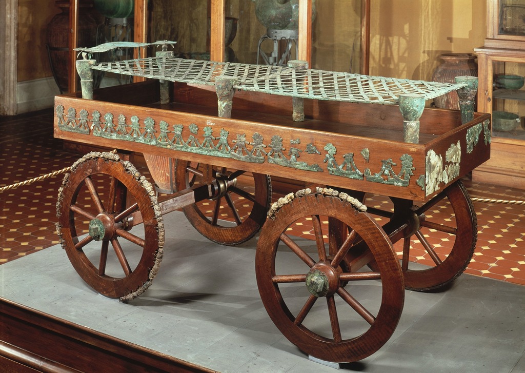 Image of a bronze bed carriage from the Regolini-Galassi Tomb.
