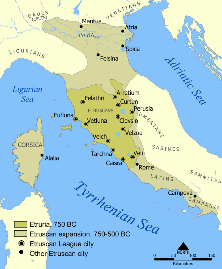 Map showing Etruscan civilization.