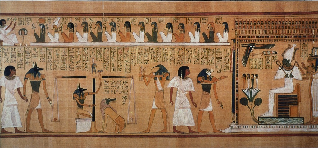 Image from scene of the judgement of the dead before Osiris, taken from Hunefer's tomb. Depicted on painted papyrus.
