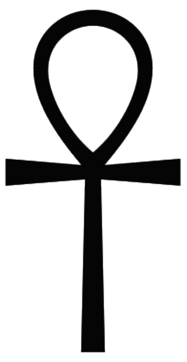 Image of an ankh (a cross with a circular top) in black against white background.