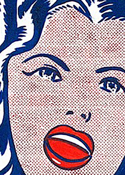 A close up of girl with a ball showing the girl's face is made of a series of dots.
