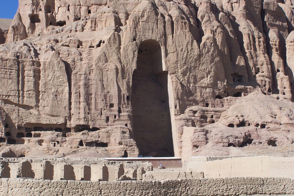 Space in the mountain carved to house the buddha statue.