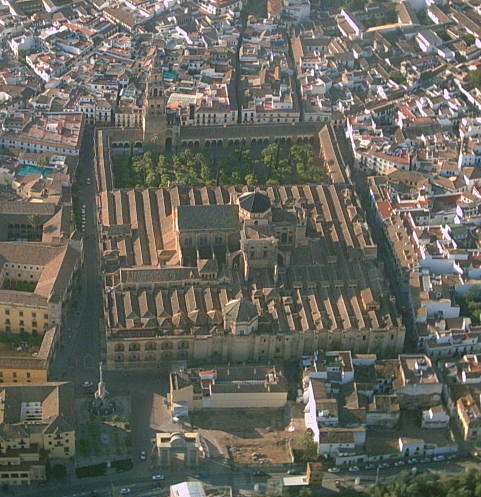 Aerial view over the Great Mosque of Cordoba.