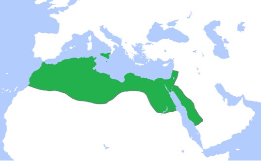 A map of the Northern part of Africa showing the Fatmid Caliphate