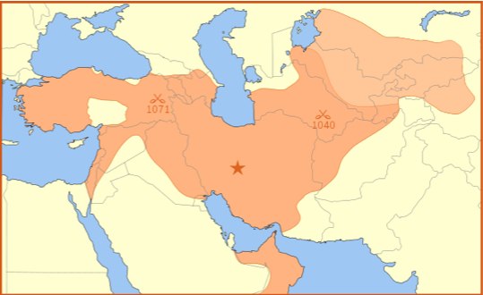 Map of Southern Asia, and Northern Africa showing the Sajuq empire.