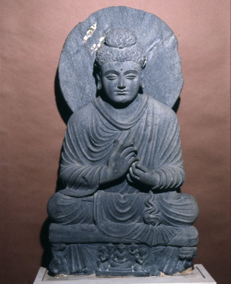 An Indian seated Buddha statue.