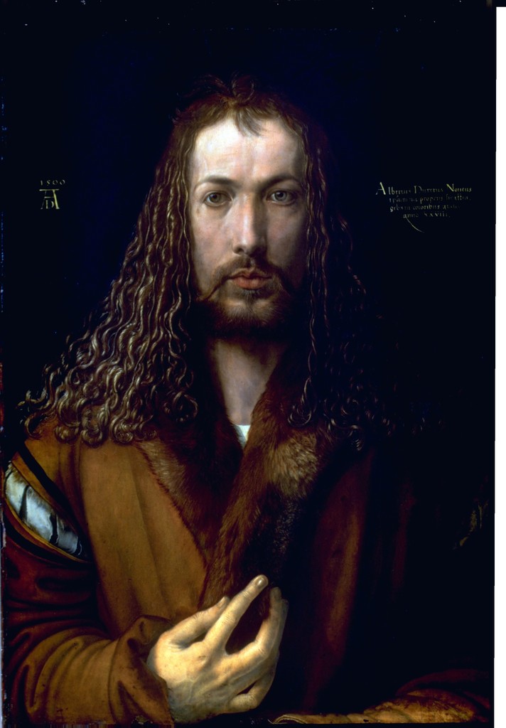 Portrait of a man with long hair wearing robes.