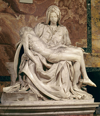 Sculpture of Mary holding Jesus' body after he was removed from the cross.