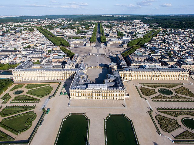 Aerial view of the Palace of Versailles.