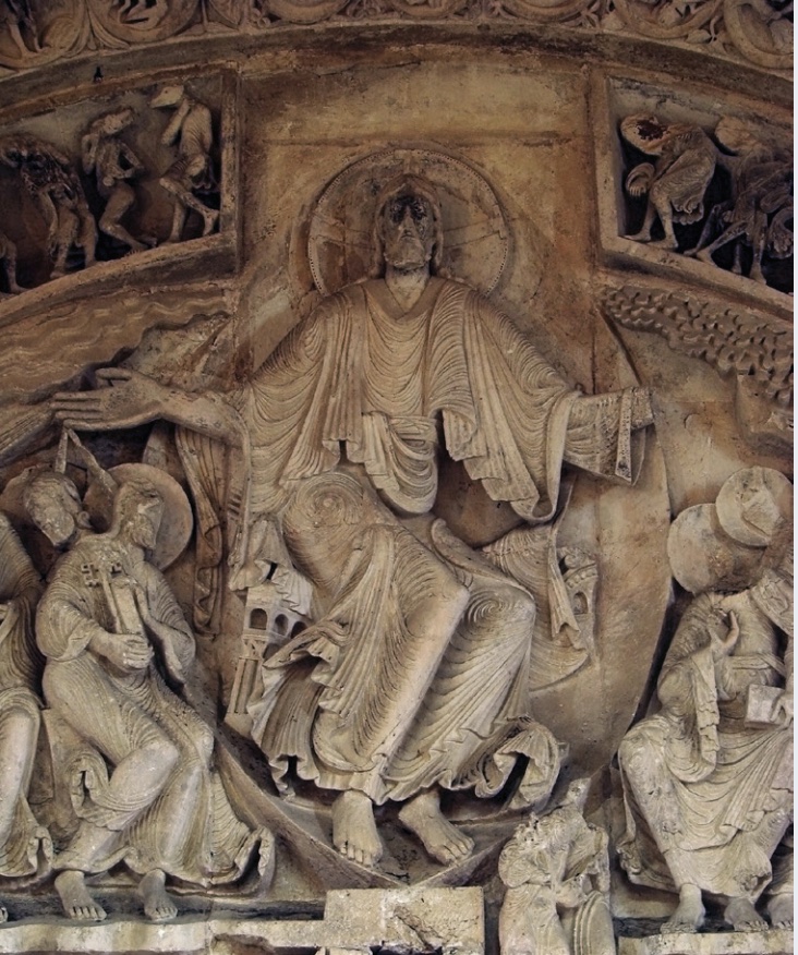 Photo of relief sculpture depicting the last judgement.