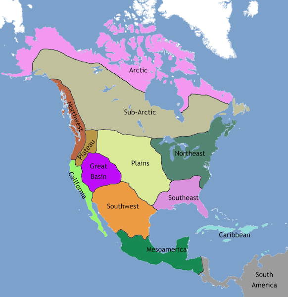 Map of North America showing major regions across the continent.